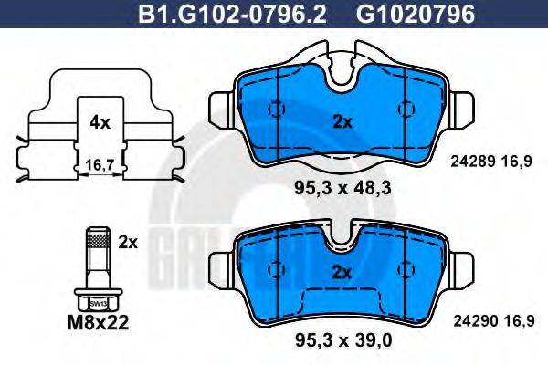 GALFER B1G10207962 Комплект гальмівних колодок, дискове гальмо