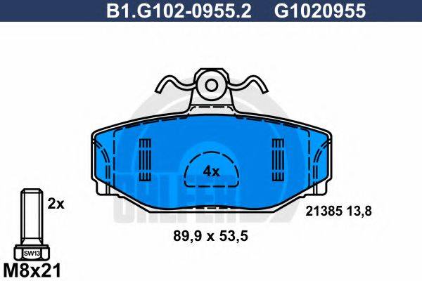 GALFER B1G10209552 Комплект гальмівних колодок, дискове гальмо