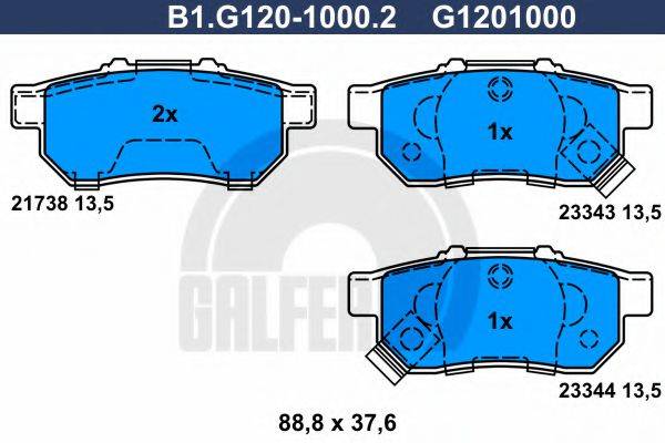 GALFER B1G12010002 Комплект гальмівних колодок, дискове гальмо