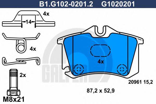 GALFER B1G10202012 Комплект гальмівних колодок, дискове гальмо