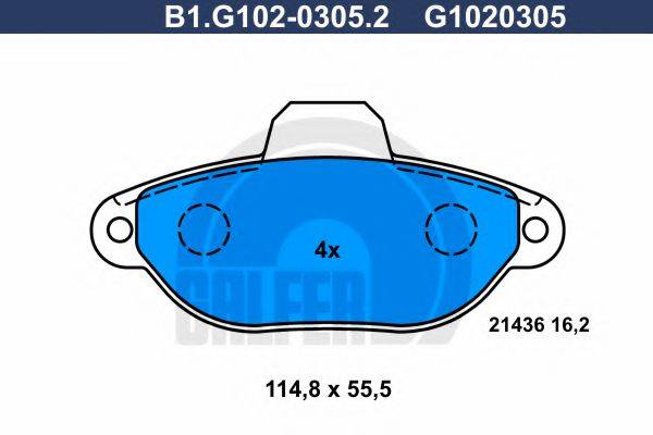 GALFER B1G10203052 Комплект гальмівних колодок, дискове гальмо