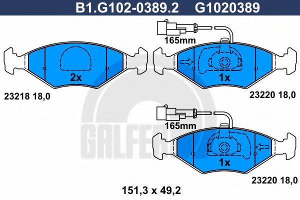 GALFER B1G10203892 Комплект гальмівних колодок, дискове гальмо