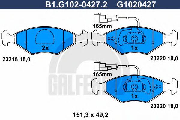 GALFER B1G10204272 Комплект гальмівних колодок, дискове гальмо