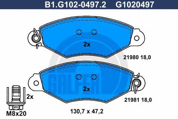 GALFER B1G10204972 Комплект гальмівних колодок, дискове гальмо