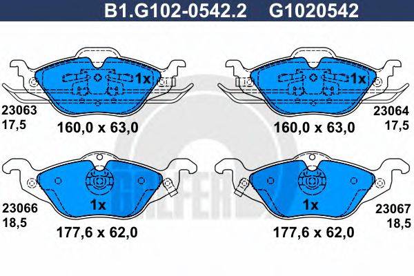 GALFER B1G10205422 Комплект гальмівних колодок, дискове гальмо