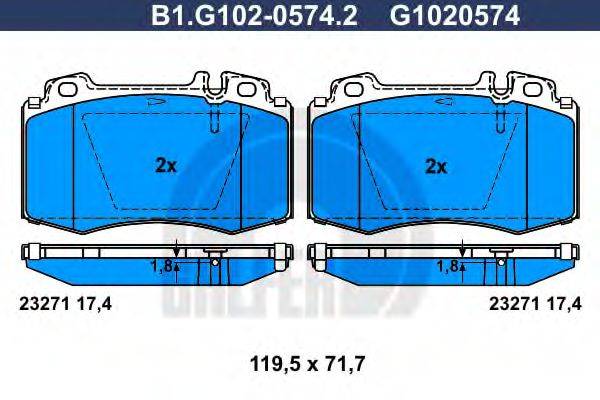 GALFER B1G10205742 Комплект гальмівних колодок, дискове гальмо