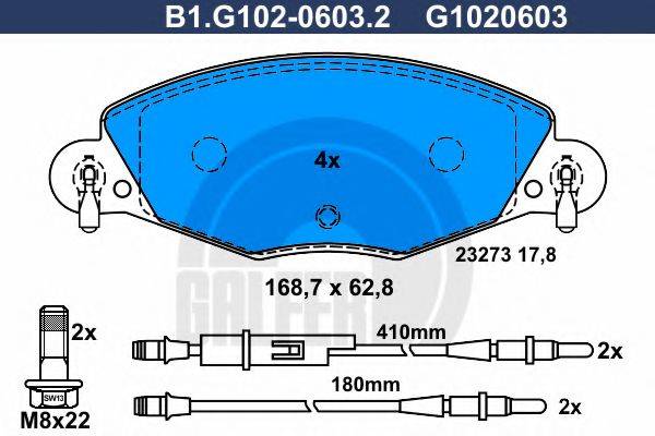 GALFER B1G10206032 Комплект гальмівних колодок, дискове гальмо