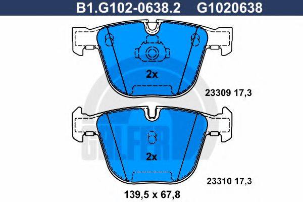 GALFER B1G10206382 Комплект гальмівних колодок, дискове гальмо