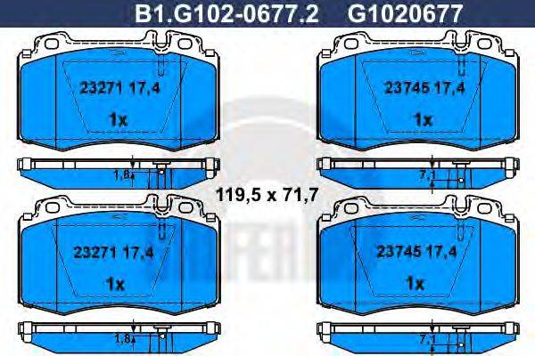 GALFER B1G10206772 Комплект гальмівних колодок, дискове гальмо