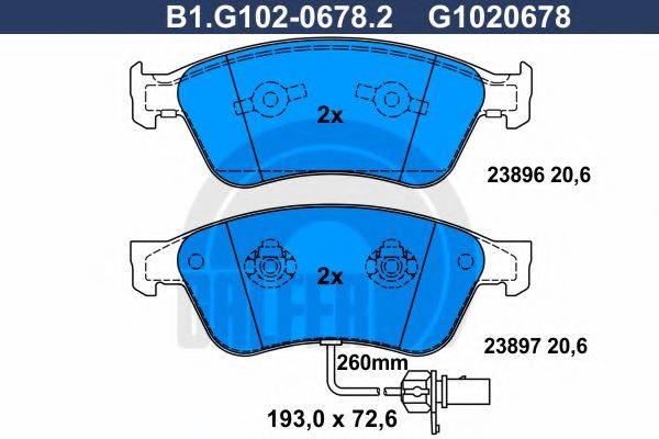 GALFER B1G10206782 Комплект гальмівних колодок, дискове гальмо