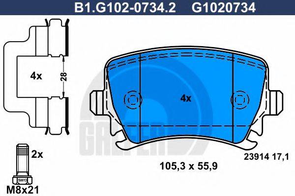 GALFER B1G10207342 Комплект гальмівних колодок, дискове гальмо