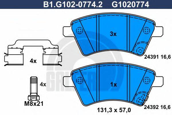 GALFER B1G10207742 Комплект гальмівних колодок, дискове гальмо