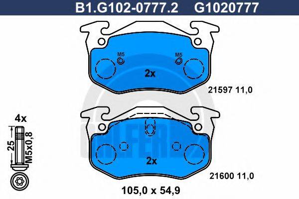 GALFER B1G10207772 Комплект гальмівних колодок, дискове гальмо