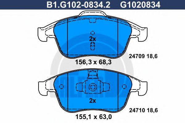 GALFER B1G10208342 Комплект гальмівних колодок, дискове гальмо