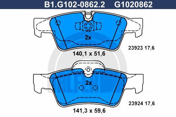 GALFER B1G10208622 Комплект гальмівних колодок, дискове гальмо