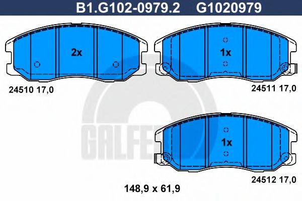 GALFER B1G10209792 Комплект гальмівних колодок, дискове гальмо