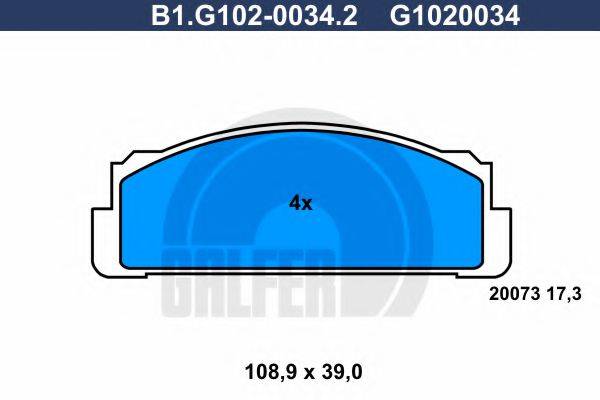 GALFER B1G10200342 Комплект гальмівних колодок, дискове гальмо