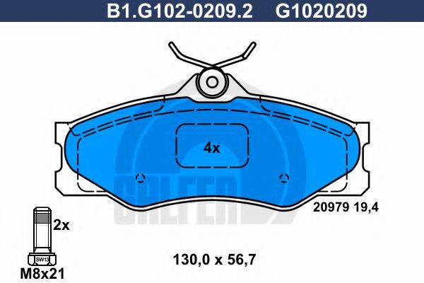 GALFER B1G10202092 Комплект гальмівних колодок, дискове гальмо