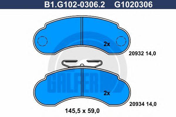 GALFER B1G10203062 Комплект гальмівних колодок, дискове гальмо