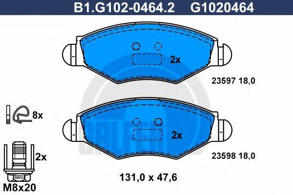 GALFER B1G10204642 Комплект гальмівних колодок, дискове гальмо