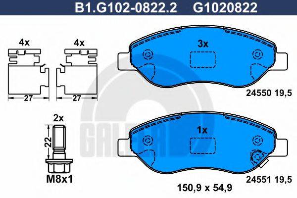 GALFER B1G10208222 Комплект гальмівних колодок, дискове гальмо