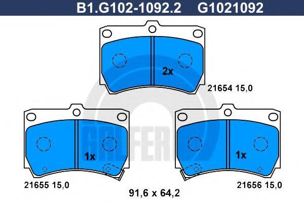 GALFER B1G10210922 Комплект гальмівних колодок, дискове гальмо