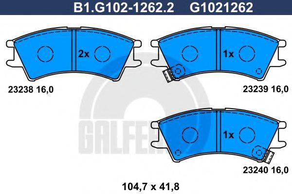 GALFER B1G10212622 Комплект гальмівних колодок, дискове гальмо