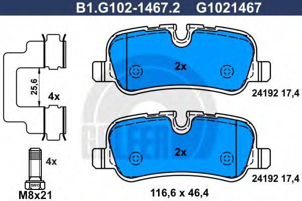 GALFER B1G10214672 Комплект гальмівних колодок, дискове гальмо