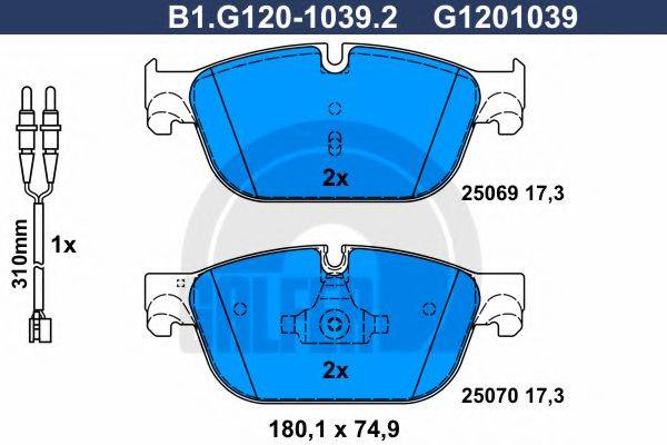 GALFER B1G12010392 Комплект гальмівних колодок, дискове гальмо