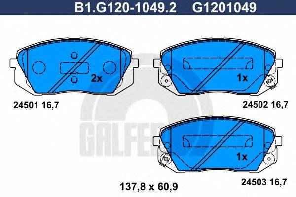 GALFER B1G12010492 Комплект гальмівних колодок, дискове гальмо