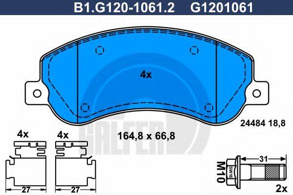 GALFER B1G12010612 Комплект гальмівних колодок, дискове гальмо