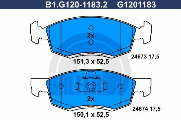 GALFER B1G12011832 Комплект гальмівних колодок, дискове гальмо