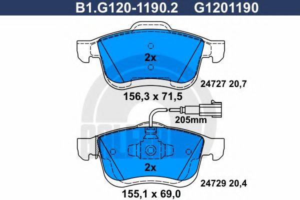 GALFER B1G12011902 Комплект гальмівних колодок, дискове гальмо