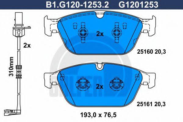 GALFER B1G12012532 Комплект гальмівних колодок, дискове гальмо