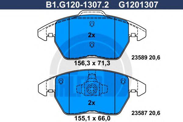 GALFER B1G12013072 Комплект гальмівних колодок, дискове гальмо