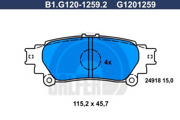 GALFER B1G12012592 Комплект гальмівних колодок, дискове гальмо