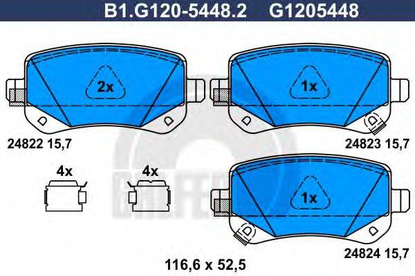 GALFER B1G12054482 Комплект гальмівних колодок, дискове гальмо