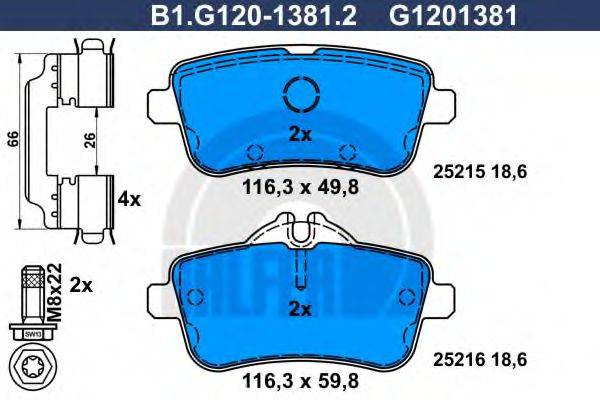 GALFER B1G12013812 Комплект гальмівних колодок, дискове гальмо