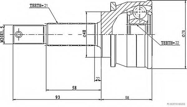 HERTH+BUSS JAKOPARTS J2821016 Шарнірний комплект, приводний вал