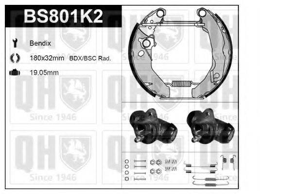 QUINTON HAZELL BS801K2 Комплект гальм, барабанний гальмівний механізм