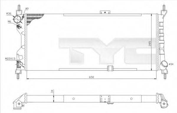 TYC 7250019R Радіатор, охолодження двигуна