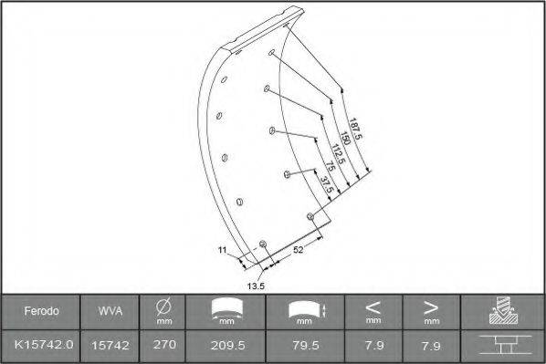 FERODO K157420TC Комплект гальмівних черевиків, барабанні гальма