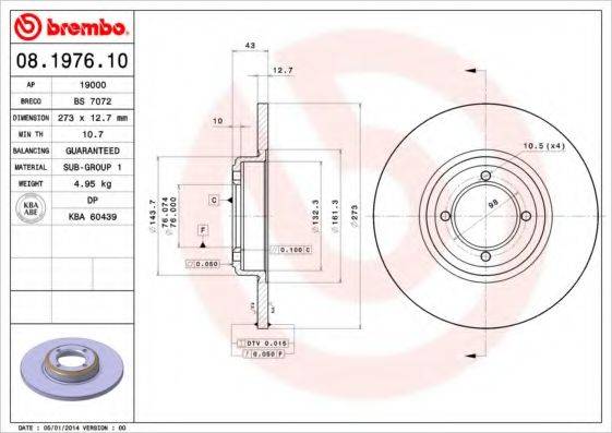 BREMBO 08197610 гальмівний диск