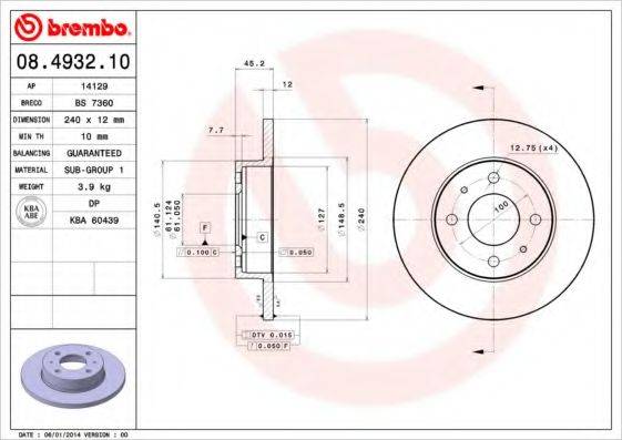 BREMBO 08493210 гальмівний диск