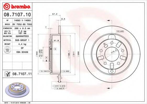 BREMBO 08710711 гальмівний диск