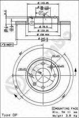 BREMBO 08735114 гальмівний диск