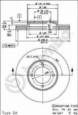 BREMBO 09567810 гальмівний диск