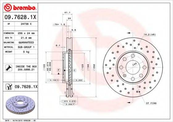 BREMBO 0976281X гальмівний диск