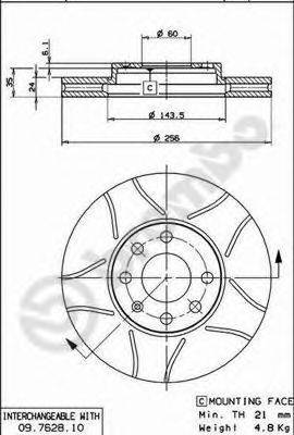 BREMBO 09762875 гальмівний диск