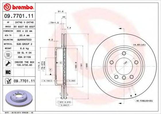 BREMBO 09770111 гальмівний диск